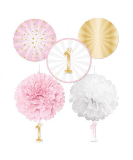 Picture of 1ST BIRTHDAY PINK OMBRE DECORATION KIT - 5PK